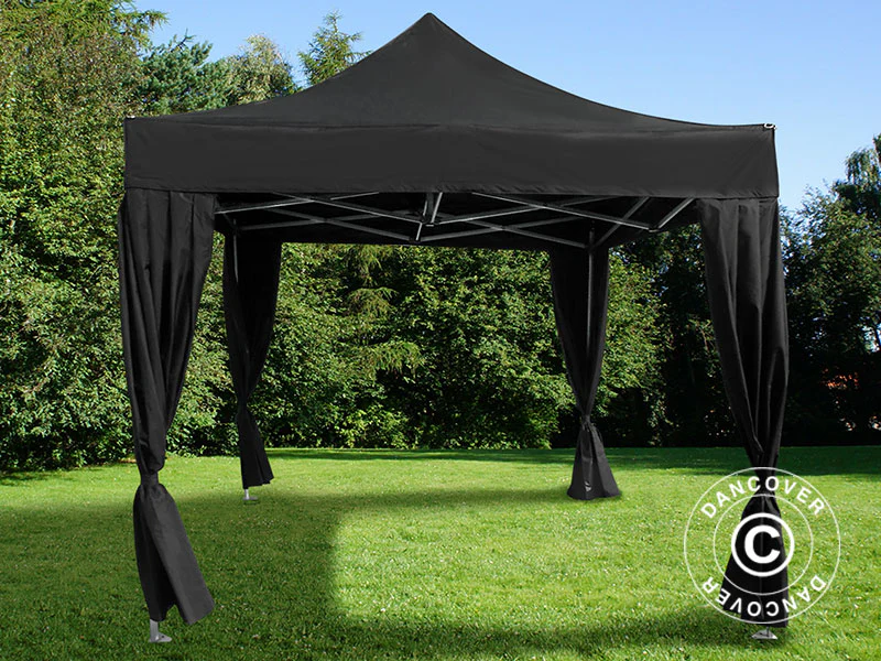 Foldetelt FleXtents PRO 3x3m Sort, inkl. 4 pyntegardiner - Image 2