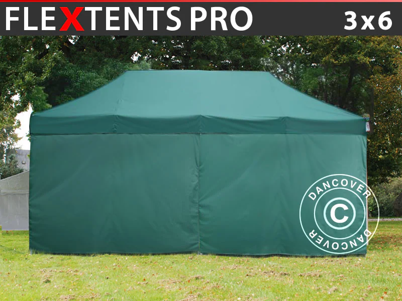 Foldetelt FleXtents PRO 3x6m Grøn, inkl. 6 sider