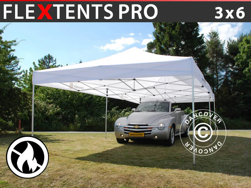 Foldetelt FleXtents PRO 3x6m Hvid, Brandhæmmende
