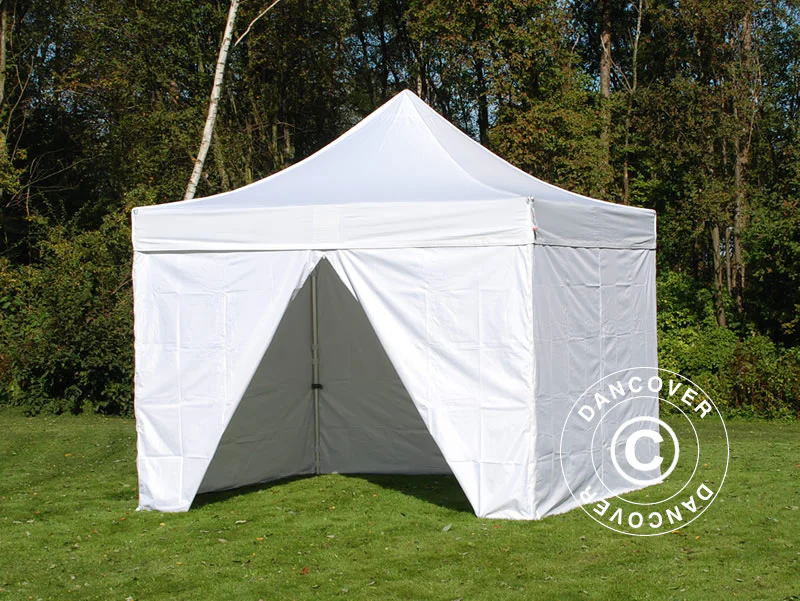 Foldetelt FleXtents PRO 4x4m Hvid, Brandhæmmende, inkl. 4 sider - Image 3