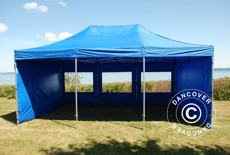 Foldetelt FleXtents PRO 4x6m Blå, inkl. 8 sider - Image 4