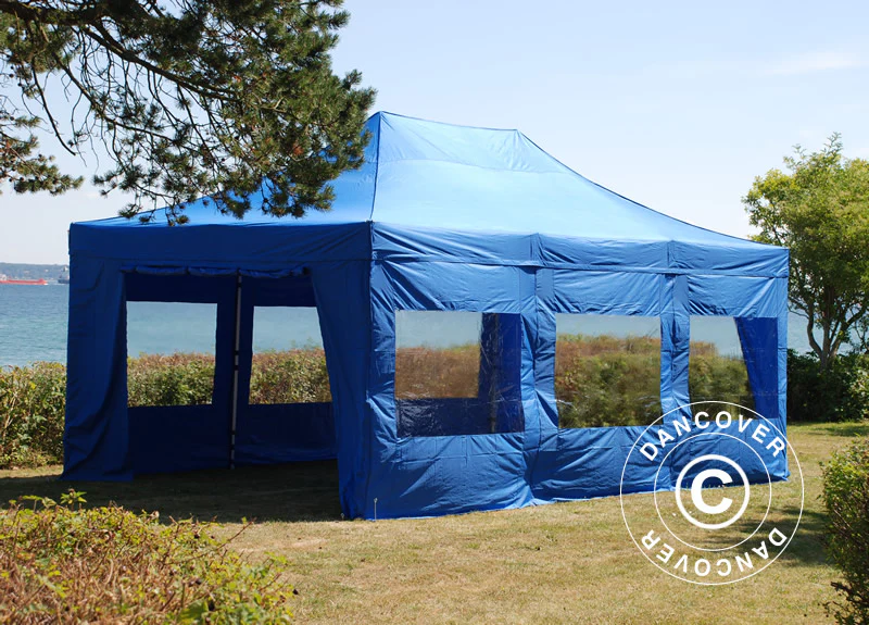 Foldetelt FleXtents PRO 4x6m Blå, inkl. 8 sider - Image 5