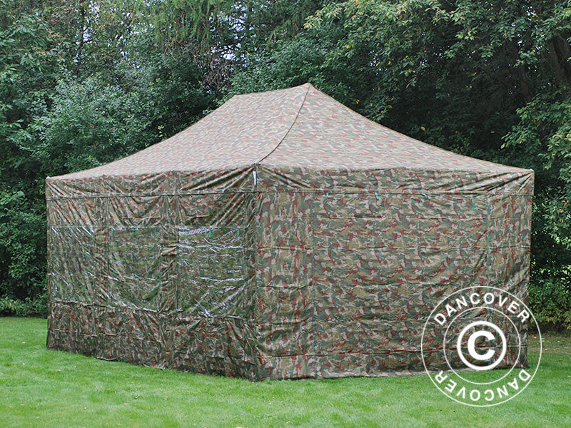 Foldetelt FleXtents PRO 4x6m Camouflage/Militær, inkl. 8 sider - Image 2
