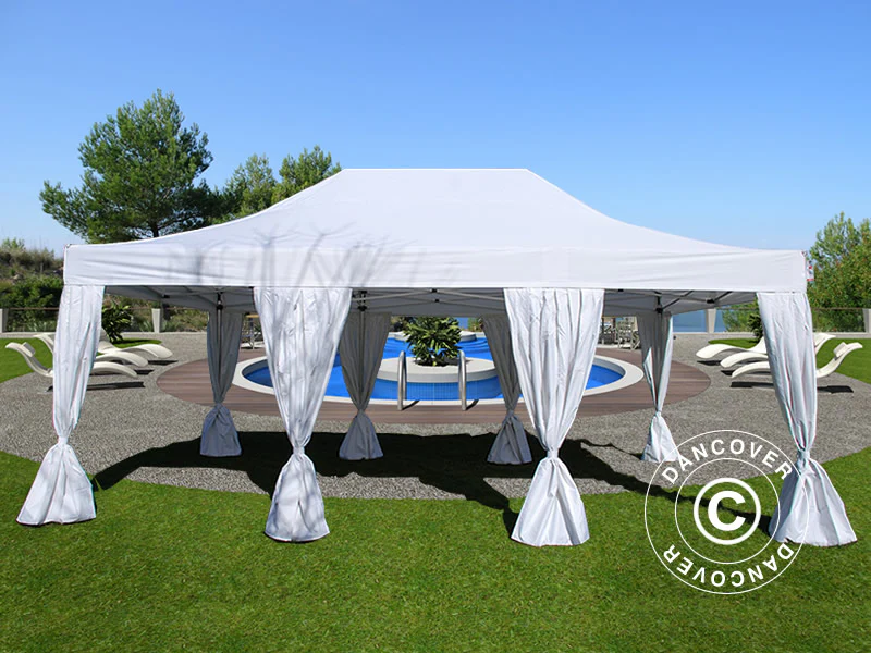 Foldetelt FleXtents PRO 4x6m Hvid, inkl. 8 sider & pyntegardiner - Image 2