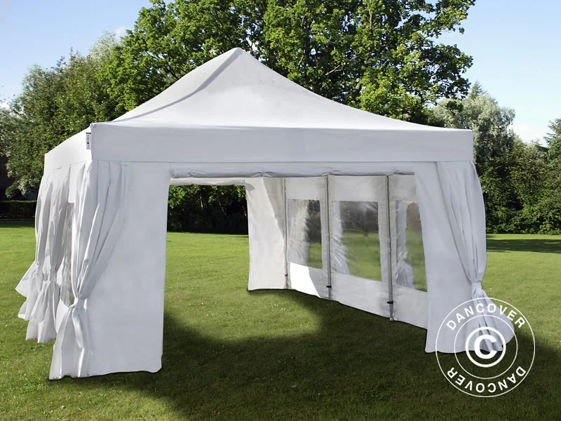 Foldetelt FleXtents PRO 4x6m Hvid, inkl. 8 sider & pyntegardiner - Image 3