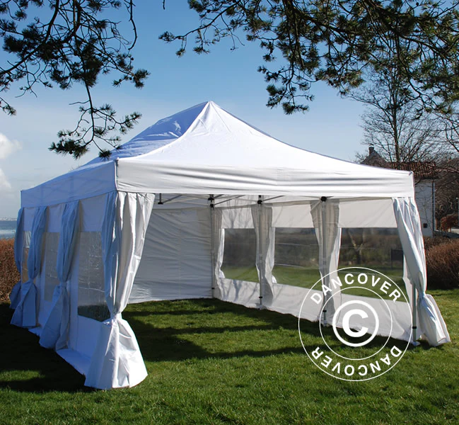 Foldetelt FleXtents PRO 4x6m Hvid, inkl. 8 sider & pyntegardiner - Image 4