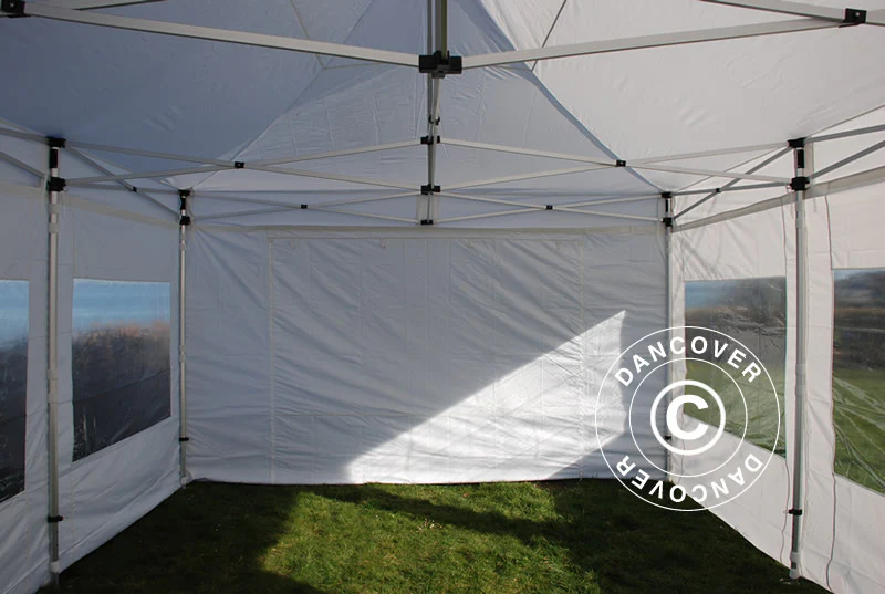 Foldetelt FleXtents PRO 4x6m Hvid, inkl. 8 sider & pyntegardiner - Image 7