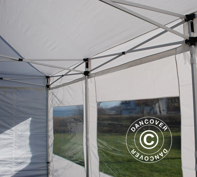 Foldetelt FleXtents PRO 4x6m Hvid, inkl. 8 sider & pyntegardiner - Image 8