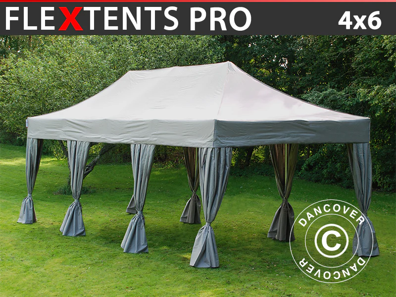 Foldetelt FleXtents PRO 4x6m Latte, inkl. 8 pyntegardiner