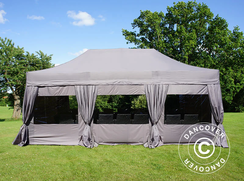 Foldetelt FleXtents PRO 4x6m Latte, inkl. 8 sider & pyntegardiner - Image 3