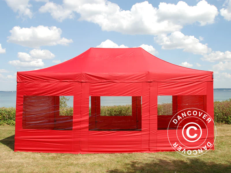 Foldetelt FleXtents PRO 4x6m Rød, inkl. 8 sider - Image 3