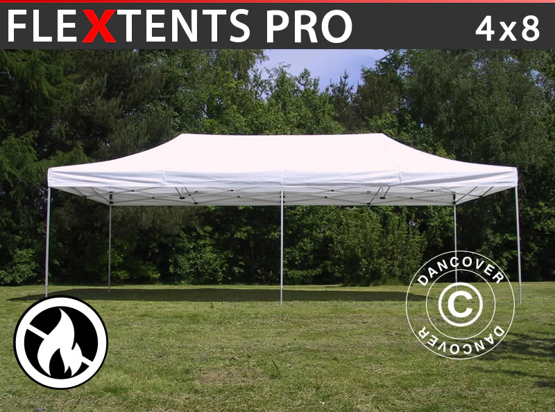 Foldetelt FleXtents PRO 4x8m Hvid, Brandhæmmende