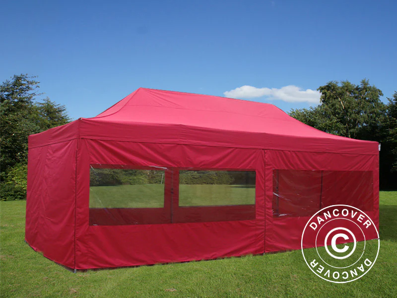 Foldetelt FleXtents PRO 4x8m Rød, inkl. 6 sider - Image 2