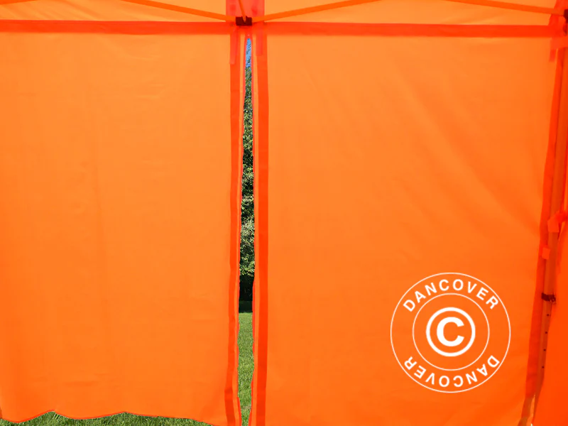 Foldetelt FleXtents PRO Arbejdstelt 3x3m Orange m/refleksbånd, inkl. 4 sider - Image 10