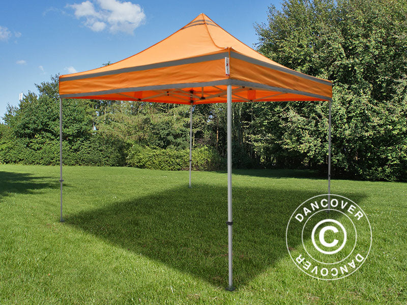 Foldetelt FleXtents PRO Arbejdstelt 3x3m Orange m/refleksbånd, inkl. 4 sider - Image 6