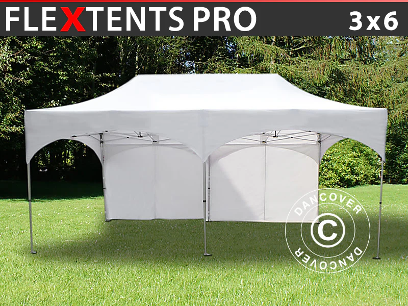 Foldetelt FleXtents PRO "Arched" 3x6m Hvid, inkl. 6 sider