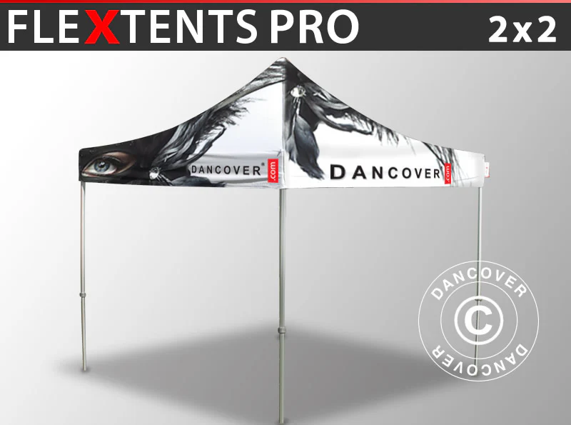 Foldetelt FleXtents PRO med fuldt digitalt print, 2x2m