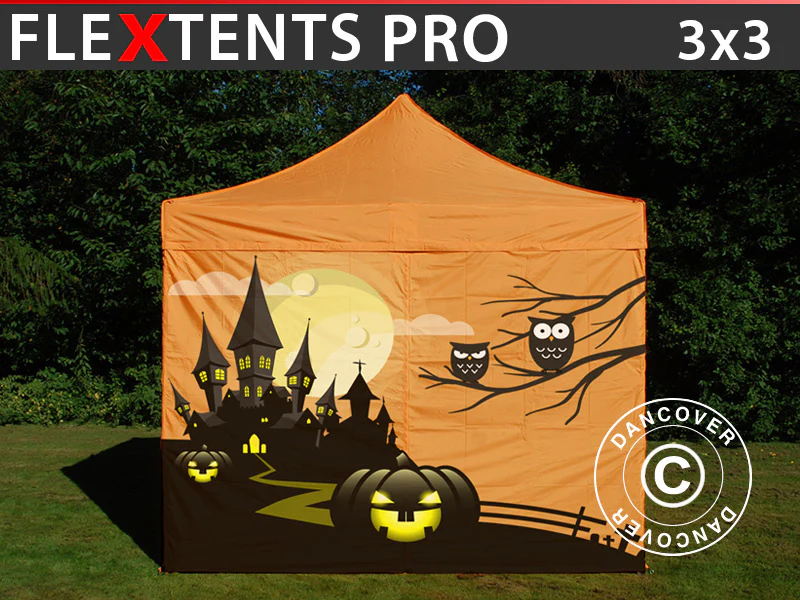 Foldetelt FleXtents PRO med fuldt digitalt print, 3x3m, inkl. 4 sidevægge