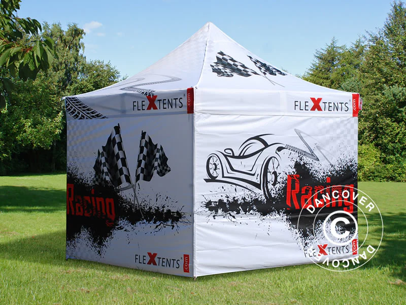 Foldetelt FleXtents PRO med fuldt digitalt print, 3x3m, inkl. 4 sidevægge - Image 5