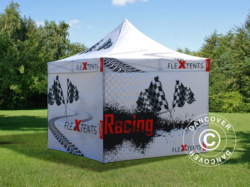 Foldetelt FleXtents PRO med fuldt digitalt print, 3x3m, inkl. 4 sidevægge - Image 6