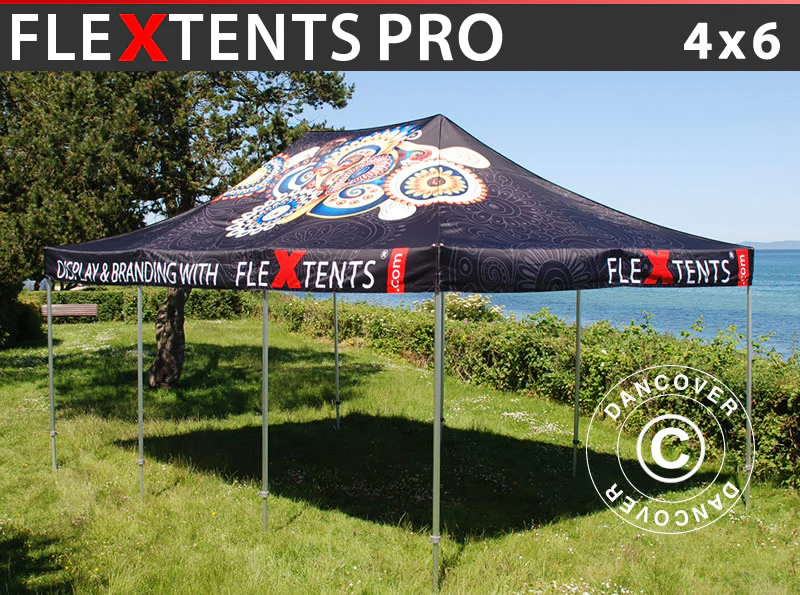 Foldetelt FleXtents PRO med fuldt digitalt print, 4x6m