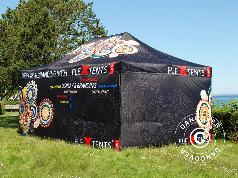 Foldetelt FleXtents PRO med fuldt digitalt print, 4x8m, inkl. 4 sidevægge - Image 5