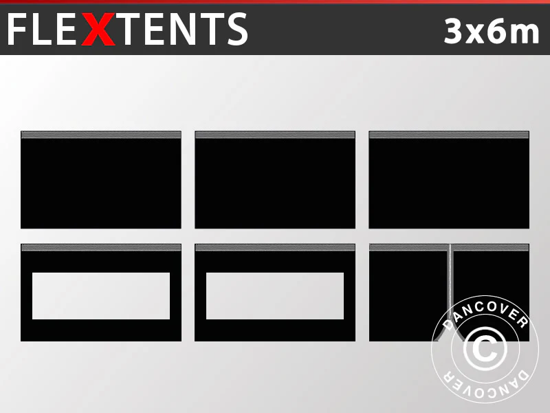 Foldetelt FleXtents PRO Peak Pagoda 3x6m Sort, Inkl. 6 sider - Image 5