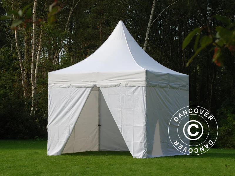Foldetelt FleXtents PRO Peak Pagoda 4x4m Hvid, inkl. 4 sider - Image 5