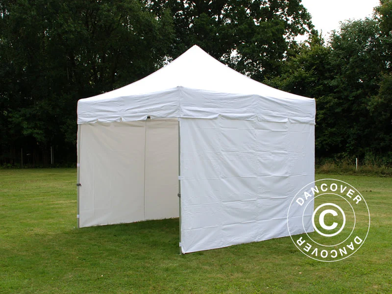 Foldetelt FleXtents PRO "Peaked" 3x3m Hvid, inkl. 4 sider - Image 3