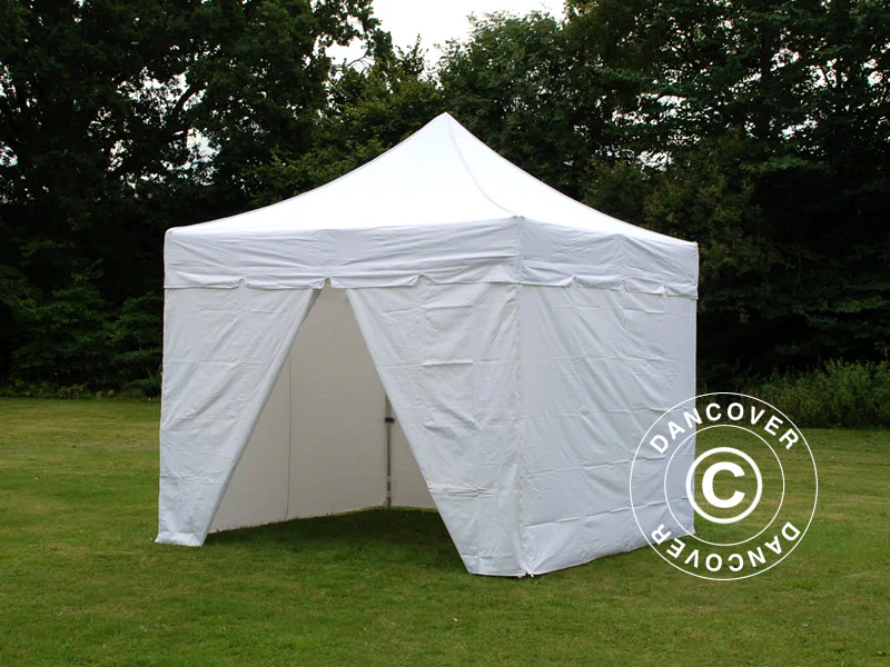 Foldetelt FleXtents PRO "Peaked" 3x3m Hvid, inkl. 4 sider - Image 4
