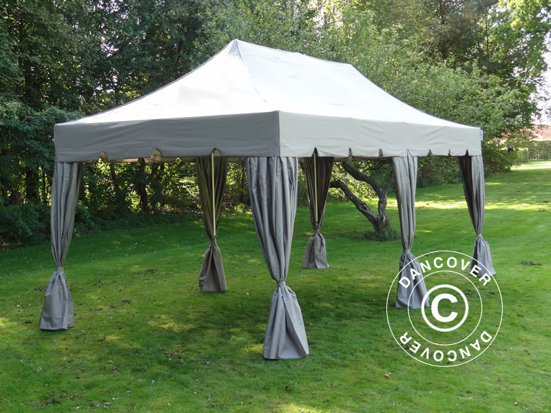 Foldetelt FleXtents PRO "Peaked" 3x6m Latte, inkl. 6 pyntegardiner - Image 3