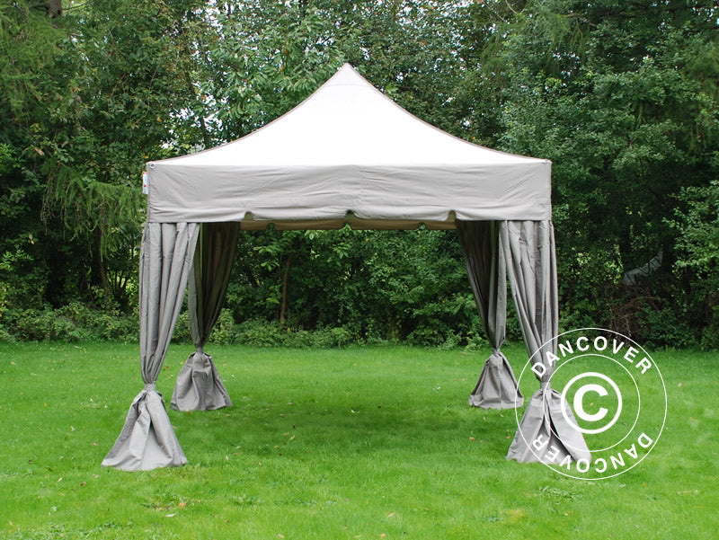 Foldetelt FleXtents PRO "Peaked" 4x4m Latte, inkl. 4 pyntegardiner - Image 2
