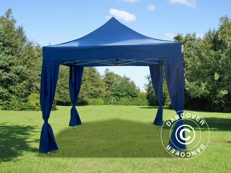 Foldetelt FleXtents PRO Steel 3x3m Blå, inkl. 4 pyntegardiner - Image 2