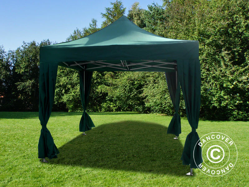 Foldetelt FleXtents PRO Steel 3x3m Grøn, inkl. 4 pyntegardiner - Image 2