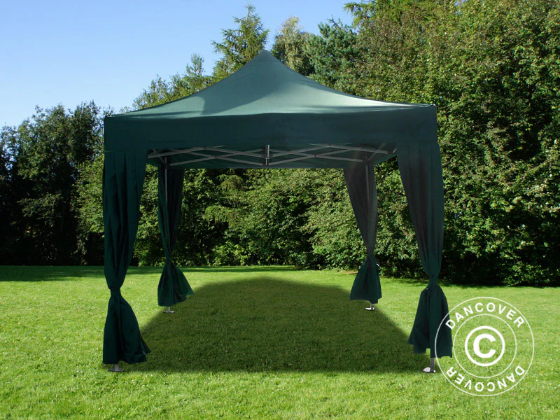 Foldetelt FleXtents PRO Steel 3x3m Grøn, inkl. 4 pyntegardiner - Image 3