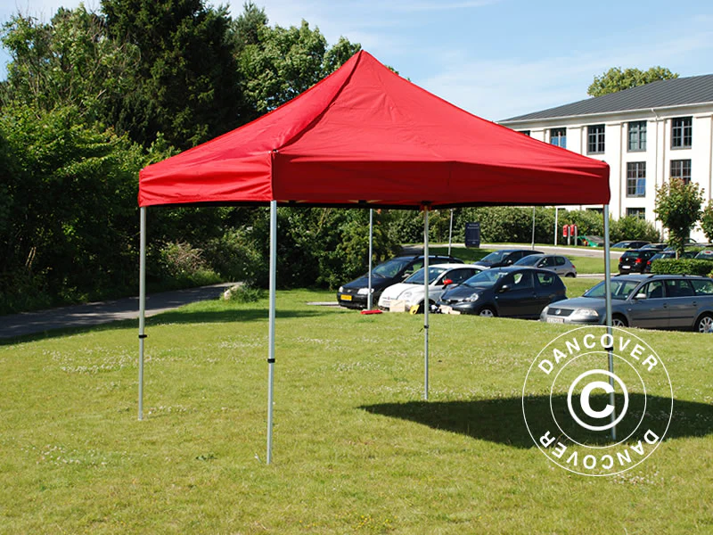Foldetelt FleXtents PRO Steel 3x3m Rød, inkl. 4 pyntegardiner - Image 2