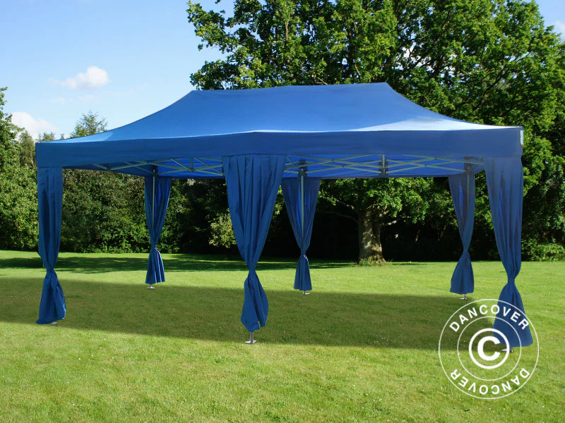 Foldetelt FleXtents PRO Steel 3x6m Blå, inkl. 6 pyntegardiner - Image 2