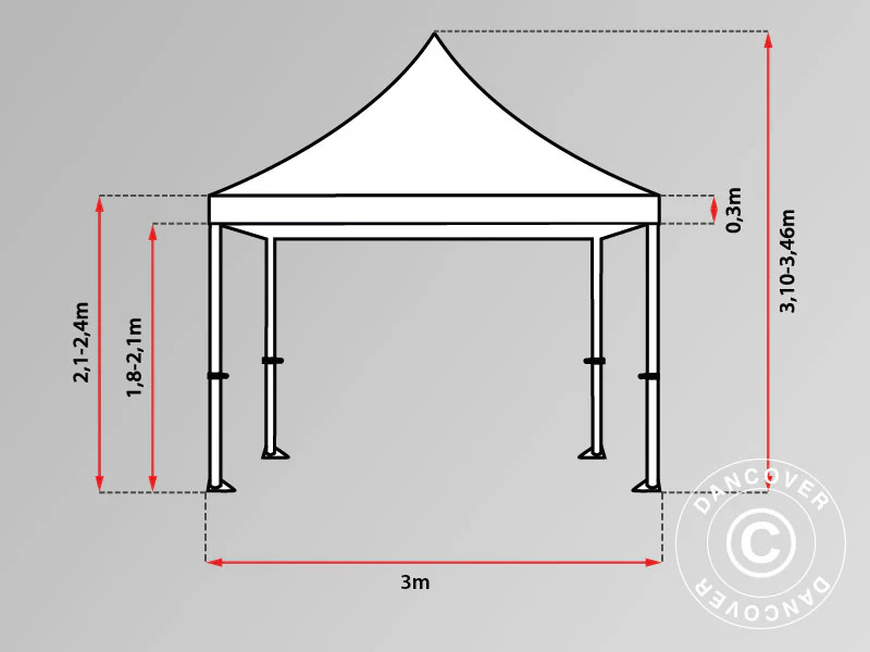 Foldetelt FleXtents PRO Steel 3x6m Hvid, Brandhæmmende, inkl. 6 sider - Image 14