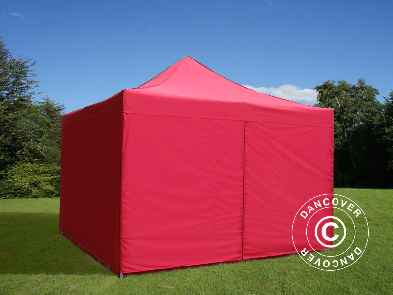 Foldetelt FleXtents PRO Steel 4x4m Rød, inkl. 4 sider - Image 3