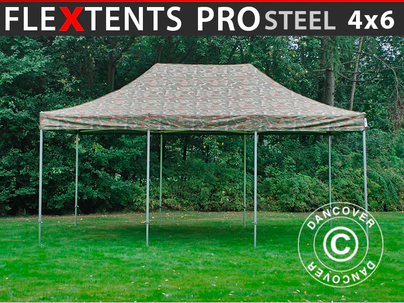 Foldetelt FleXtents PRO Steel 4x6m Camouflage/Militær