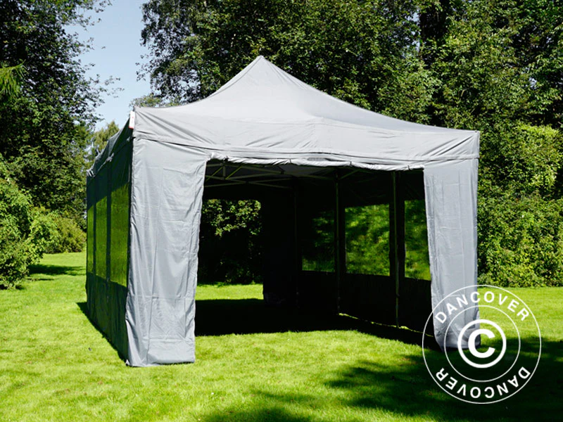 Foldetelt FleXtents PRO Steel 4x6m Grå, inkl. 8 sider - Image 4