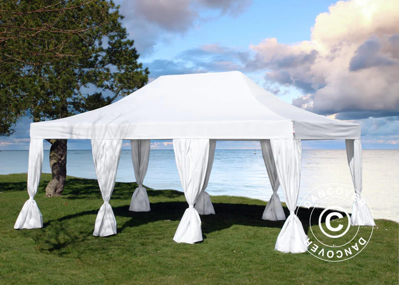Foldetelt FleXtents PRO Steel 4x6m Hvid, inkl. 8 pyntegardiner - Image 2