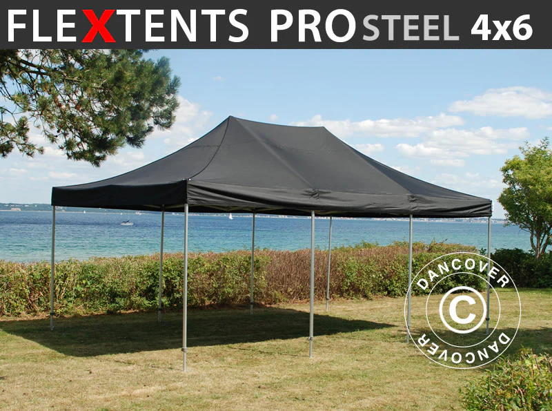Foldetelt FleXtents PRO Steel 4x6m Sort