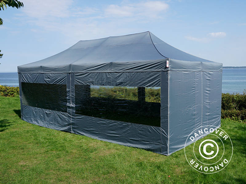 Foldetelt FleXtents PRO Steel 4x8m Grå, inkl. 6 sider - Image 2