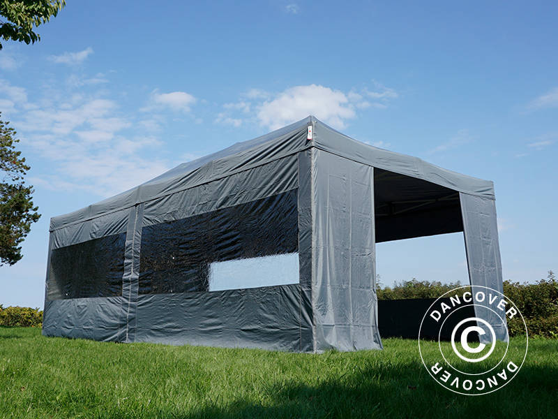 Foldetelt FleXtents PRO Steel 4x8m Grå, inkl. 6 sider - Image 4
