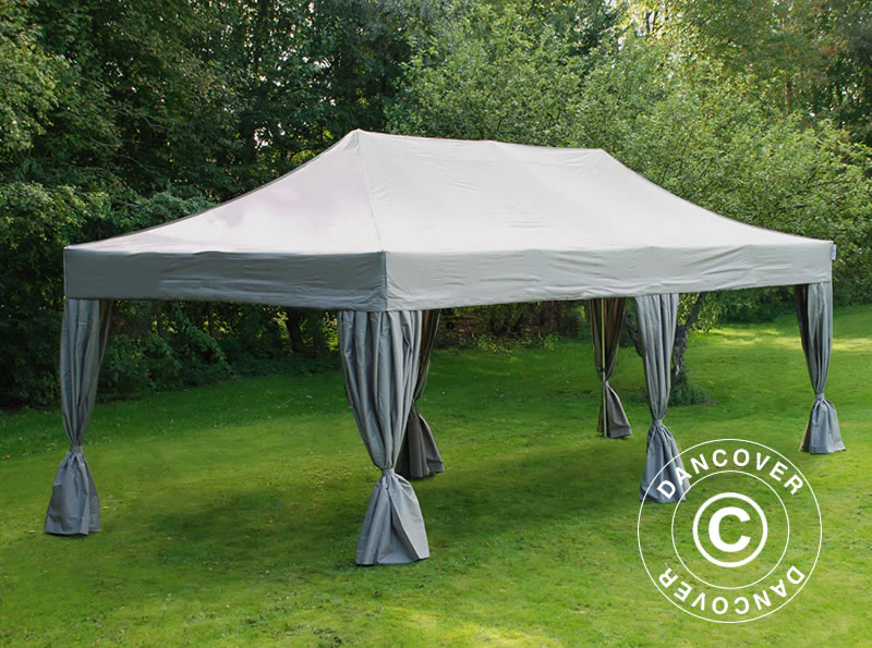 Foldetelt FleXtents PRO Steel 4x8m Latte, inkl. 6 pyntegardiner - Image 2