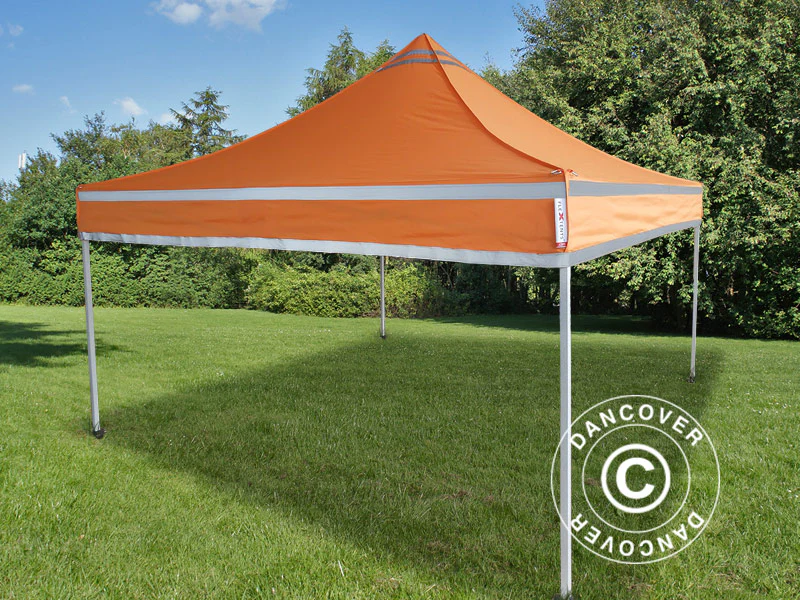 Foldetelt FleXtents PRO Steel Arbejdstelt 3x3m Orange m/refleksbånd - Image 3