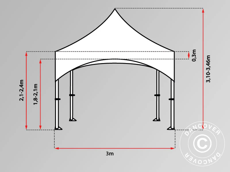 Foldetelt FleXtents PRO Steel "Arched" 3x3m Hvid, inkl. 4 sider - Image 10