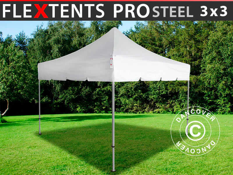 Foldetelt FleXtents PRO Steel "Peaked" 3x3m Hvid