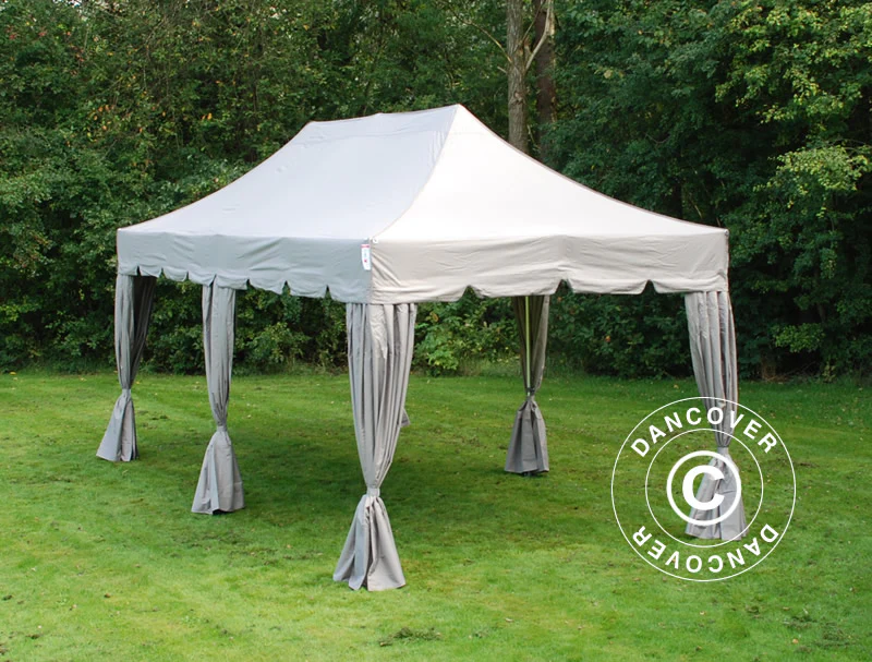 Foldetelt FleXtents PRO Steel "Peaked" 3x6m Latte, inkl. 6 pyntegardiner - Image 2